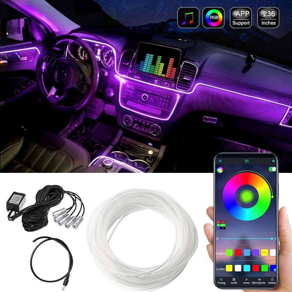 6M Multi color EL Car Interior Strip Light Bluetooth Phone Control Atmosphere Light 12V 14 1000x1000 1
