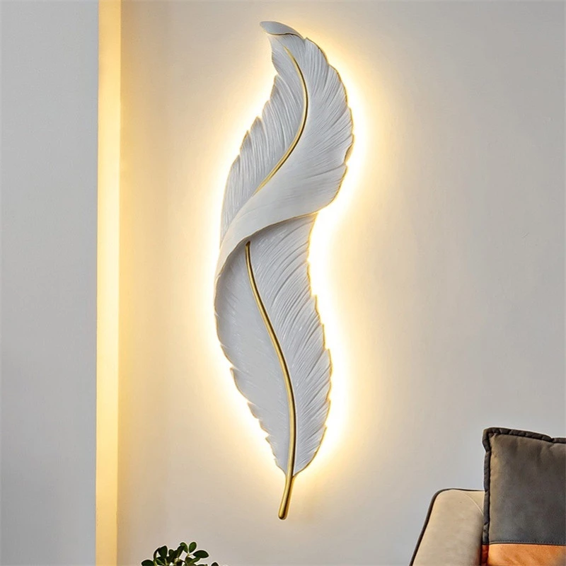 L mpara Led de pared para decoraci n de sala de estar candelabro moderno de plumas
