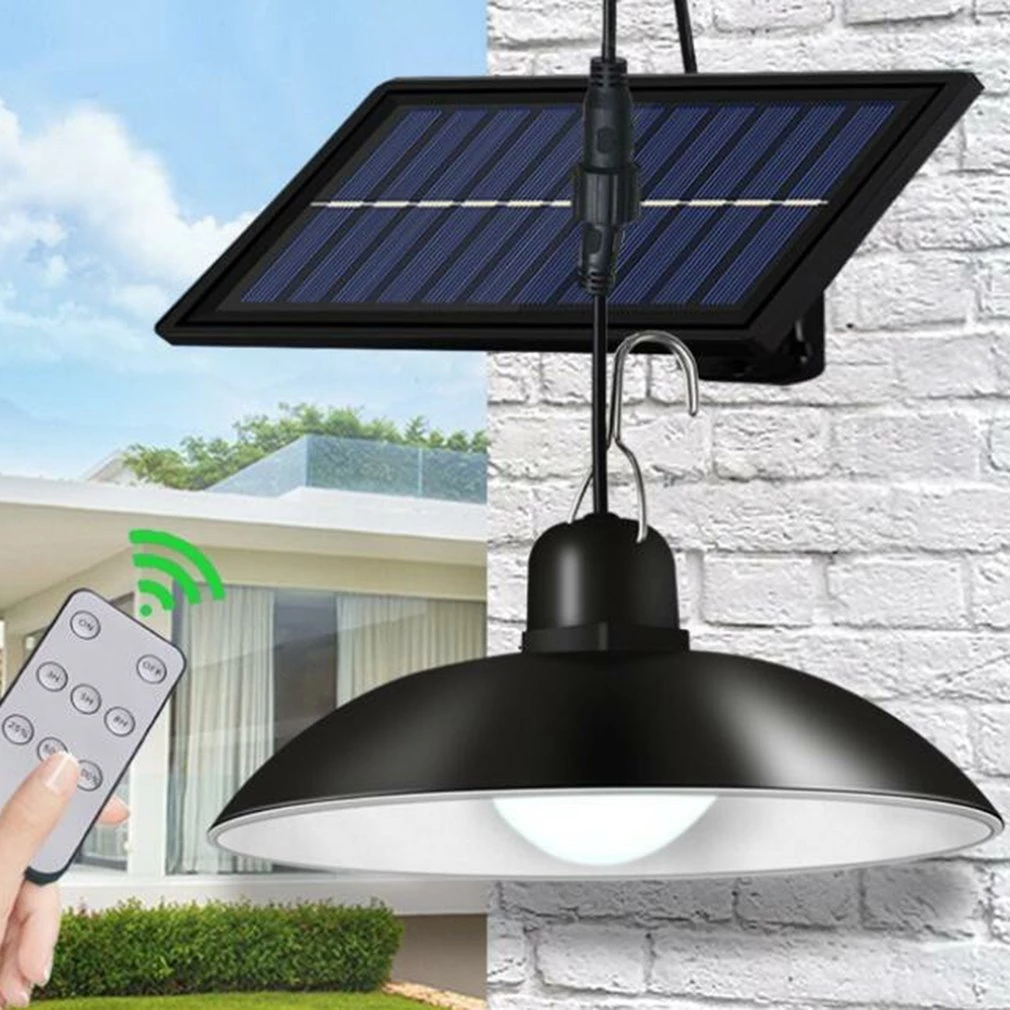 LED Solar Pendant Light Outdoor Indoor Solar Lamp With Line Bulb Shed Lighting For Home Garden