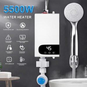 5500W Instant Water Heater for Shower 220V EU Plug Bathroom Faucet Hot Water Heater Touch Temperature MConverter.eu